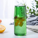 Axyaa Glass Water Carafe and Cup Set - 450ml/15oz Blue Amber Green Glass Pitcher Tumbler