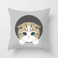 Axyaa Cute Cat Round Head Cushion Cover 45x45cm Polyester Pillowcase Square
