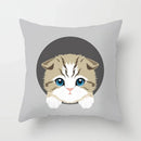 Axyaa Cute Cat Round Head Cushion Cover 45x45cm Polyester Pillowcase Square