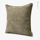 Axyaa Farmhouse Cross-Stitch Green Leather Cushion for Castle Sofa