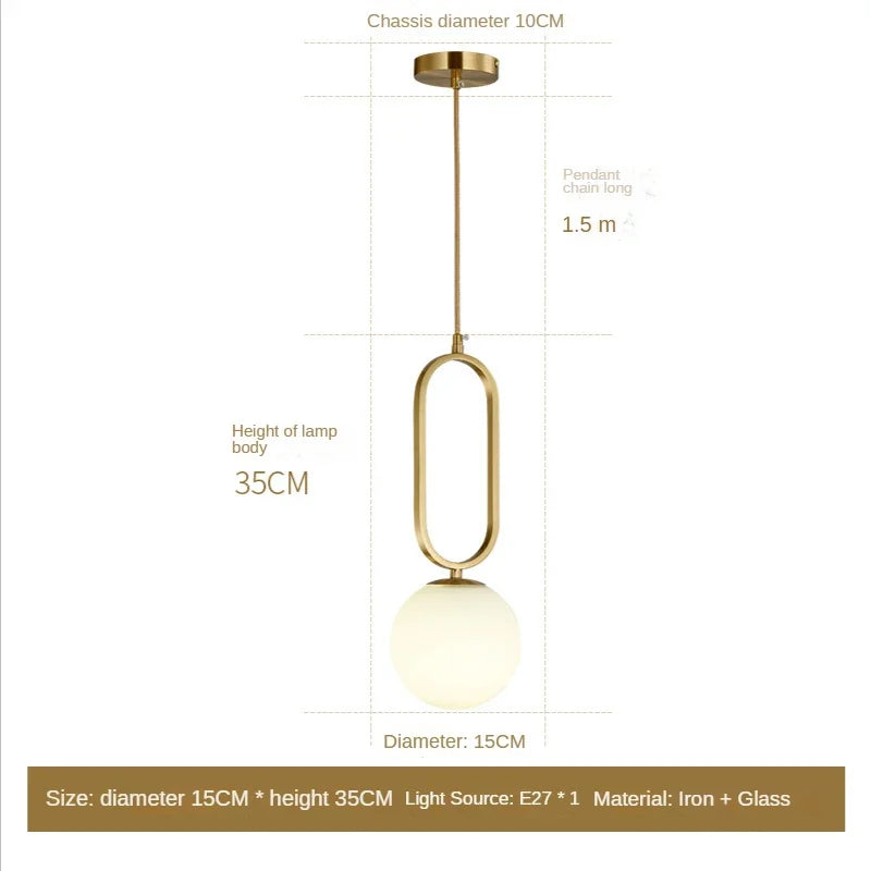 Axyaa Golden Glass Ball Pendant Lights for Modern Decor