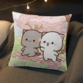 Axyaa Peach Cat Soft Cushion Cover 45x45 for Bed Sofa Home Decor