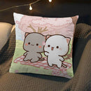 Axyaa Peach Cat Soft Cushion Cover 45x45 for Bed Sofa Home Decor