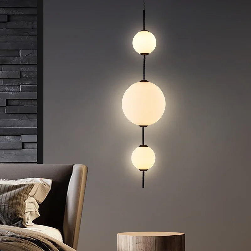 Axya White Glass Ball Pendant Lamps for Home Decor