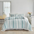 Axyaa Striped Furball Duvet Set with Tassels - King/Queen Size Bedding