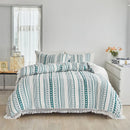 Axyaa Striped Furball Duvet Set with Tassels - King/Queen Size Bedding
