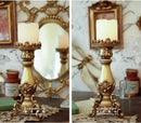 Axyaa Gold Fern Pattern Resin Candlestick Sculpture - Vintage European French Design