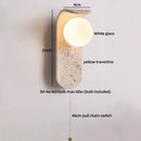 Axyaa White Glass Ball LED Wall Sconce Black Travertine Light Fixture