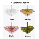 Axyaa Glass Flower Petal Chandelier - Bronze Metal Dining Table Hanging Lamp