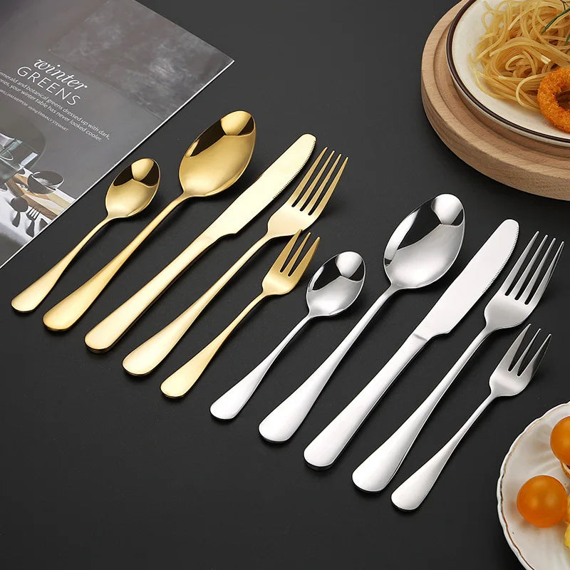 Axyaa 30-Piece Stainless Steel Tableware Set for Hotel and Dining