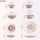 Axyaa Purple Floral Ceramic Plate Set Molecular Cuisine Tableware