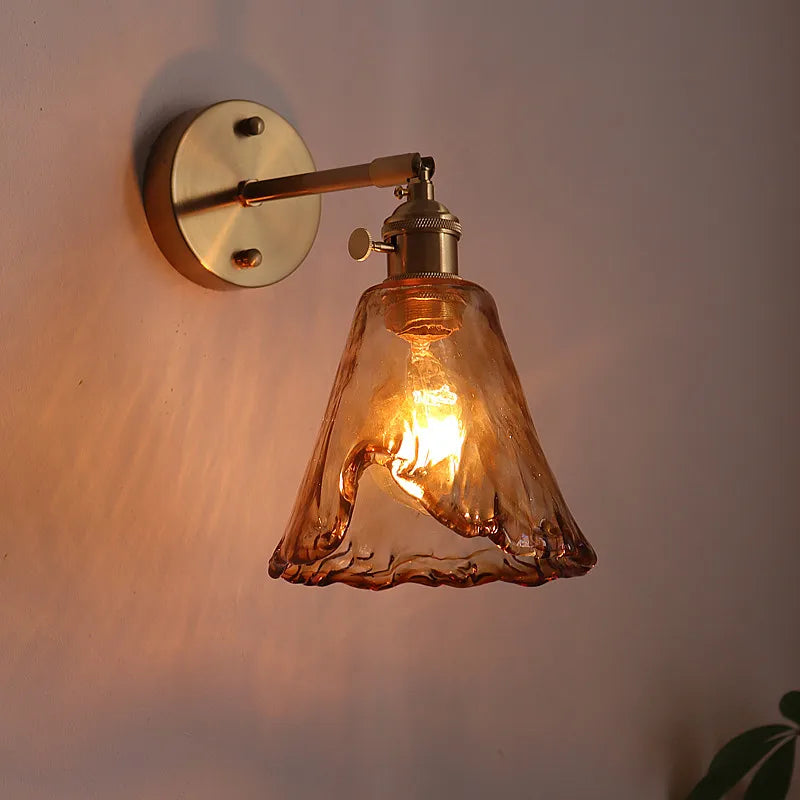 Axyaa Nordic Amber Glass LED Wall Lamp for Living Room and Bathroom