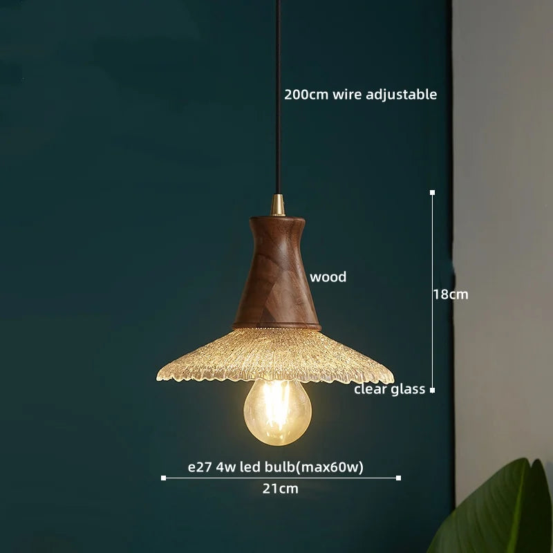 Axyaa Japanese Style LED Glass Pendant Lamp for Kitchen, Bedroom & Living Room