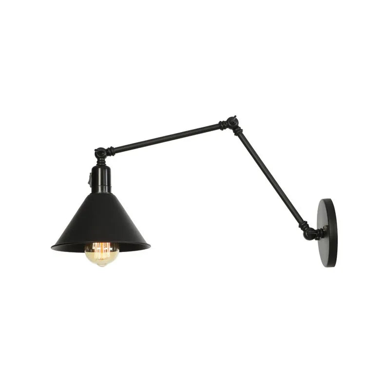 Axyaa Retro Black Wall Lamp with Long Arm for Living Room Reading