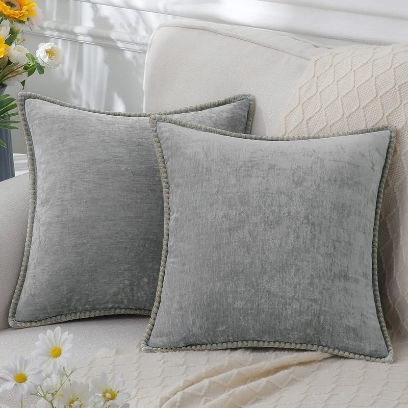 Axyaa Chenille Cushion Cover: Soft Luxury Decorative Pillow Case for Living Room