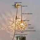 Axyaa Copper Glass LED Wall Lamp Sconce with Pull Chain Switch