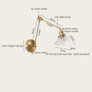 Axyaa Vintage LED Wall Lamp Swing Long Arm Loft Glass Copper Light for Bedroom