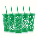 Axyaa Christmas PP Straw Cup 710ML 24OZ Reusable Santa Party Water Bottle Juice Coffee Milk Cup