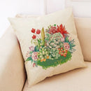 Axyaa Cactus Plant Pattern Linen Pillowcase - Home Decor Sofa Pillow 45*45cm