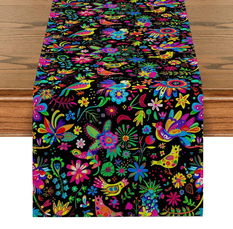Axyaa Floral Bird Table Runner for Home Dining Décor