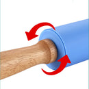 Silicone Rolling Pin with Wooden Handle - Axyaa Baking Tool