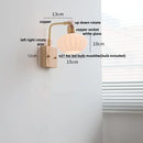 Axyaa Ash Wood LED Wall Fixture Rotatable Glass Bedside Lamp