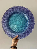 Axyaa Round Glass Fruit Plate for Elegant Living Room Dining