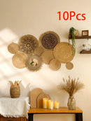 Woven Seagrass Wall Basket Axyaa Rustic Boho Home Decor Farmhouse Round Baskets