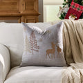 Christmas Embroidered Pillowcase Cojines with Tree Elk Design by Axyaa