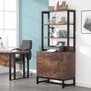 Axyaa Vertical File Cabinet with Lock & Bookshelf | Modern Filing Cabinet & Printer Stand