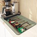 Axyaa Vintage Guitar Coffee Cup Drying Mat - Non-Slip Absorbent Diatoms Kitchen Counter Drain Mats
