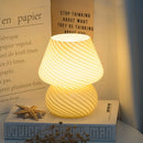 Axya Modern Striped Mushroom Glass LED Table Lamp for Bedroom Bedside Home Decor