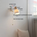 Axyaa Iron Wood LED Wall Light with Pull Chain Switch & White Glass Rotation