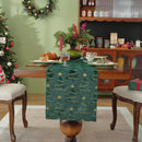 Axyaa Green Plush Sequin Christmas Tree Table Runner for Festive Winter Dining Decor