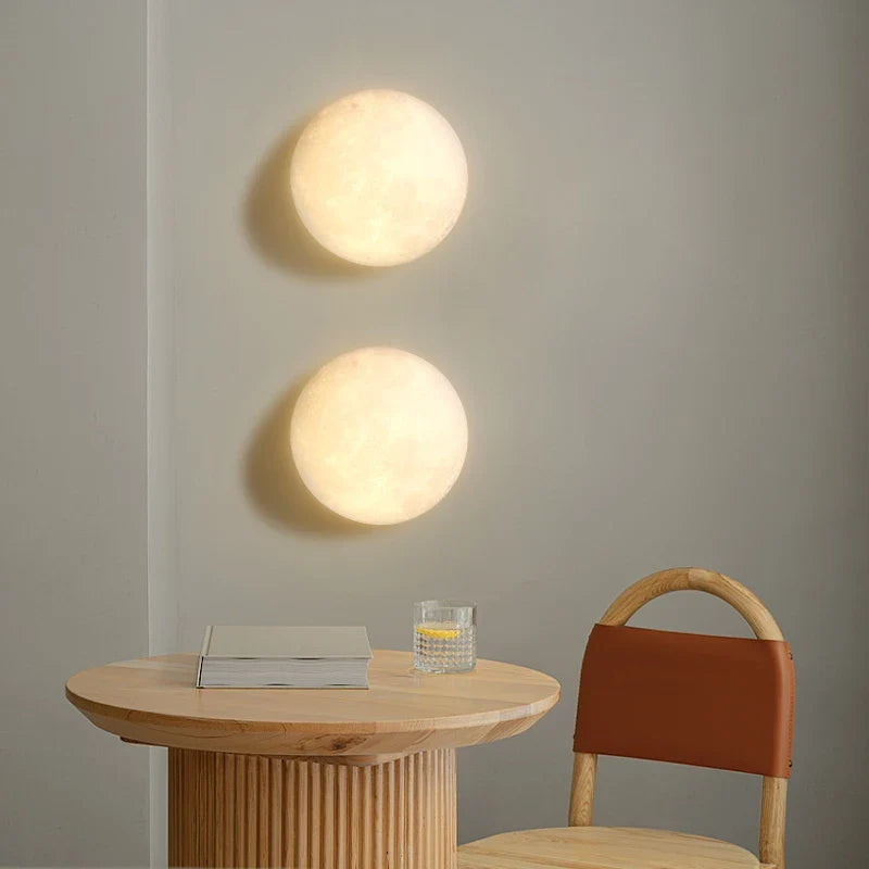 Moon Lampshade LED Wall Light by Axyaa: Modern 3D Print for Bedroom, Living Room & Hallway.