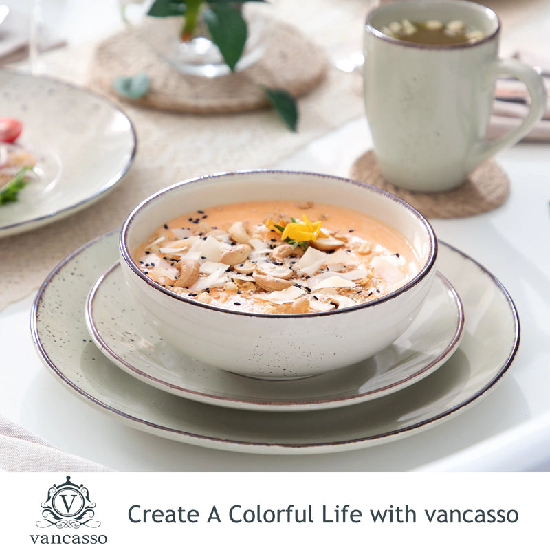 Axya Navia Stoneware Ceramic Dinnerware Set: Dinner, Dessert Plate, Bowl, Mug Tableware