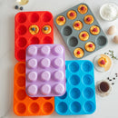 Axyaa Silicone 12-Hole Round Mold for Baking Cupcakes and Cookies