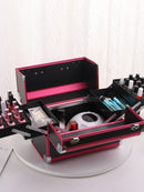 Axyaa Extra Large 6-Tray Makeup Organizer Case, 12-Inch Portable Carrying Box