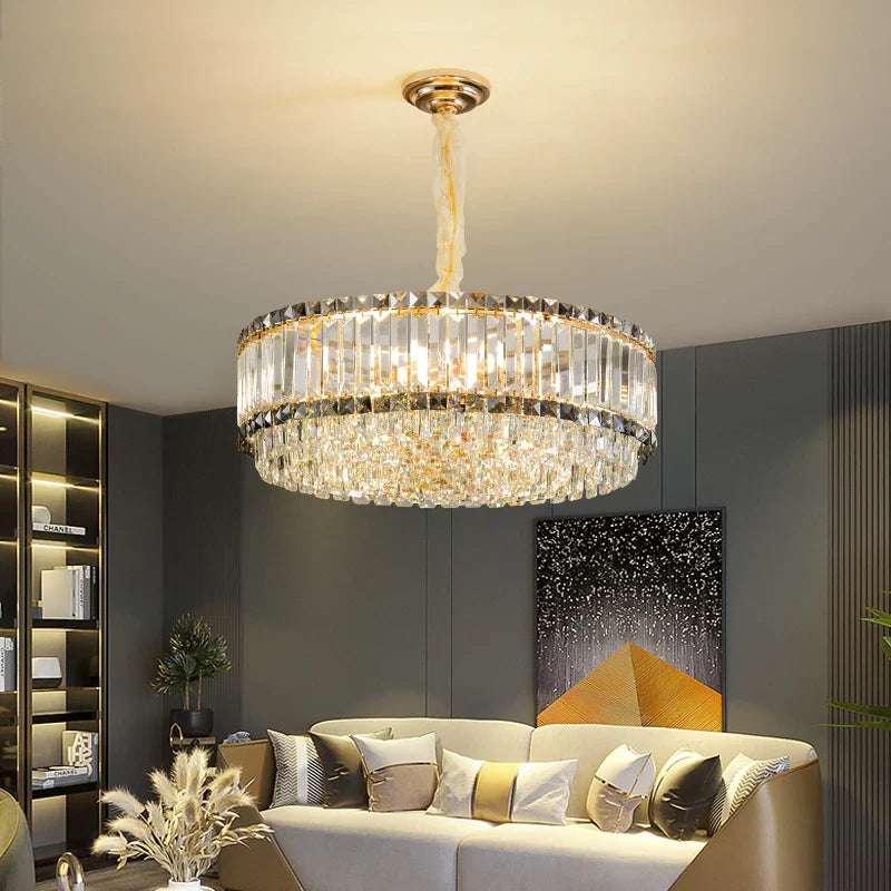 Axyaa Elegant Crystal Chandelier for Living Room Dining Bedroom Villa Luxe