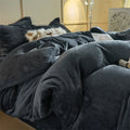 Axyaa Solid Flannel Bedding Set, Reversible Fleece Duvet Cover and Cozy Sheet with Pillowcases