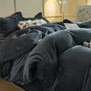 Axyaa Solid Flannel Bedding Set, Reversible Fleece Duvet Cover and Cozy Sheet with Pillowcases