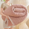 Axyaa Cartoon Bear Velvet Blanket: Soft Coral Fleece Throws for Sofa, Single/Double Size