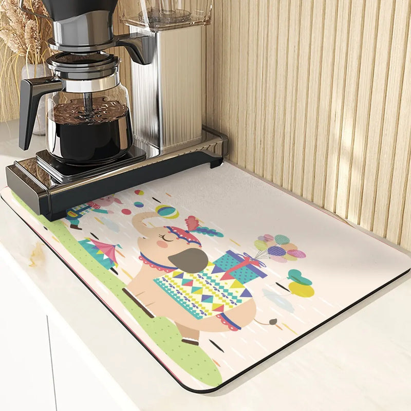 Axyaa Monkey Pattern Diatomaceous Earth Coasters: Stylish Cup Placemats & Coaster Set
