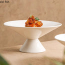 Axyaa White Ceramic High Footed Plate: Elegant Tableware for Molecular Cuisine & Desserts.