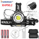 Axya XHP90.2 LED Headlamp: Rechargeable Zoom Head Light, Waterproof Flashlight