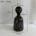 Axyaa Leopard Print Glass Vase with Lid, Flower Arrangement Home Decor