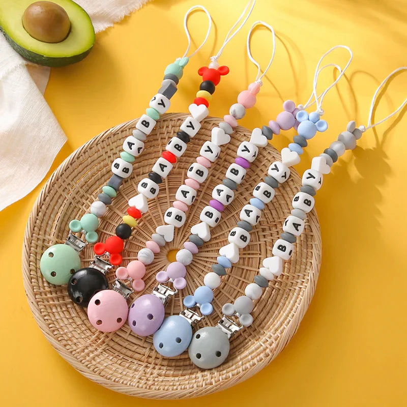 Personalized Axya Dummy Holder & Teether Clip Chain for Baby Pacifiers and Teethers