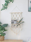Axyaa Macrame Floating Wall Shelf for Modern Home Decor
