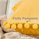 Axyaa Velvet Throw Pillow Covers with Pompom for Home Decor