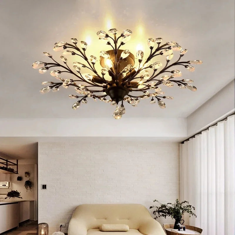 Axyaa Crystal Industrial Chandelier for Living Dining Bedroom